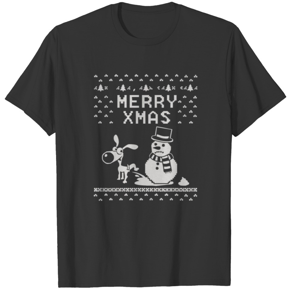 Christmas Funny Dog Snowman T-shirt
