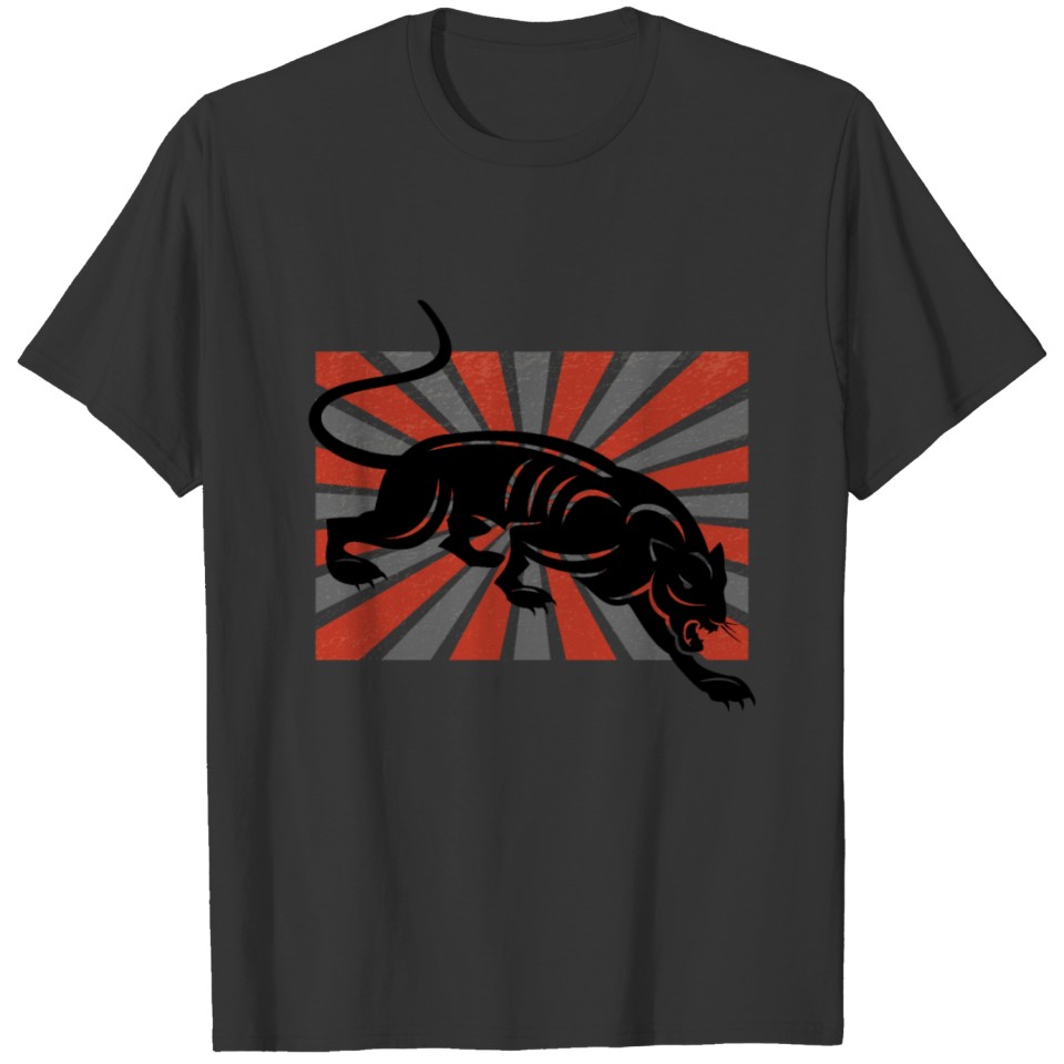 Black Panther Silhouette Shirt - Retro Vintage T-shirt