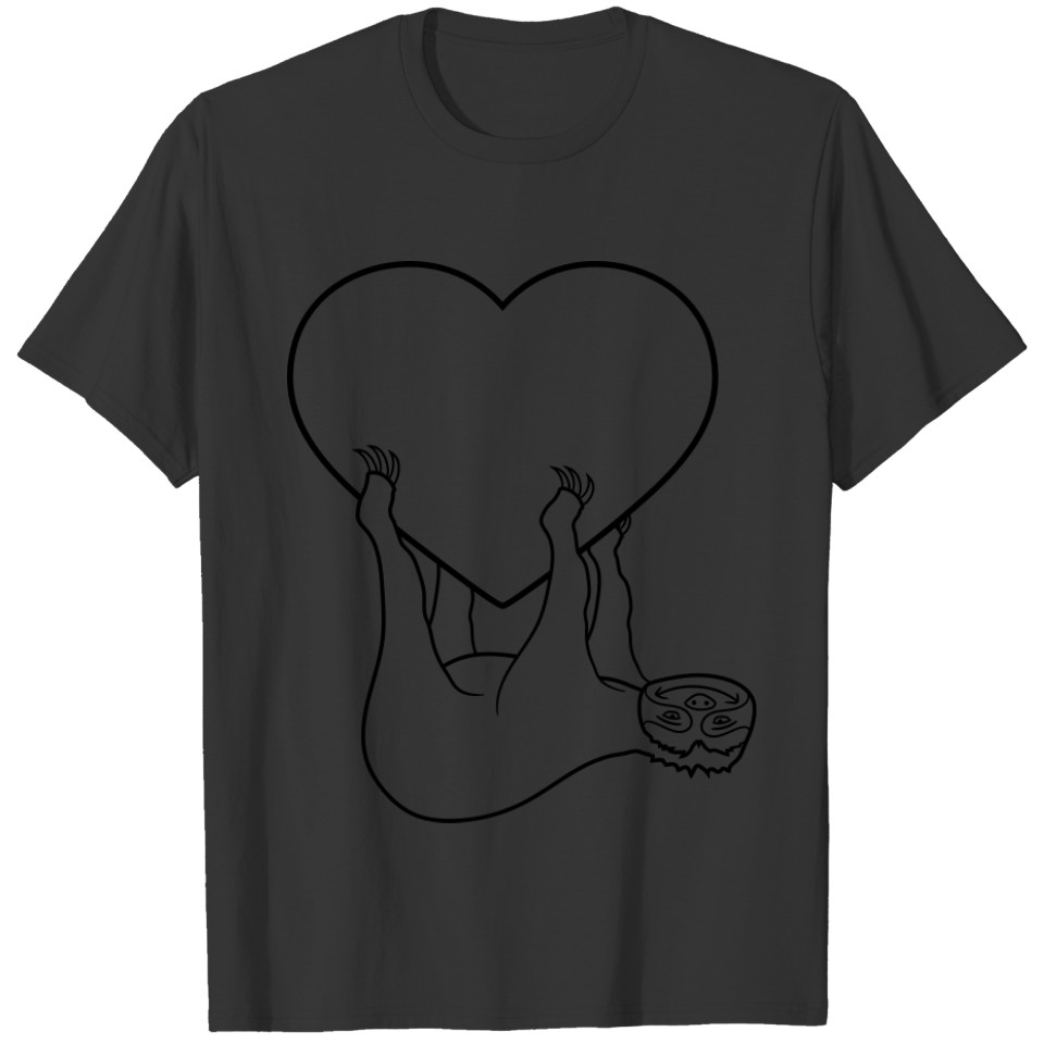 love heart sloth relax tired chill hang sleep lazy T-shirt