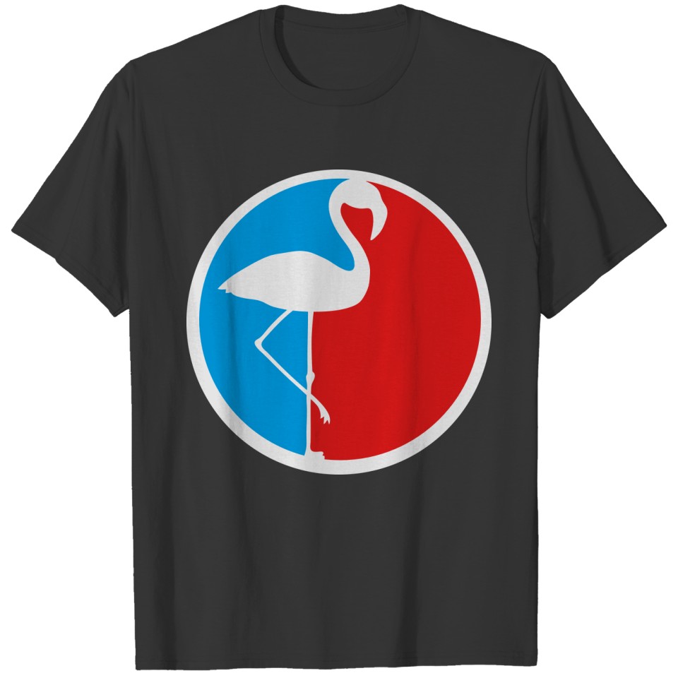 red blue circle round logo silhouette outline flam T-shirt