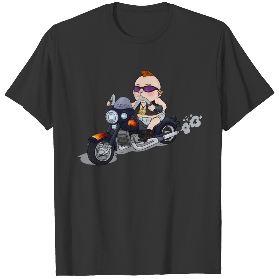 Motorbike Biker Motorcyclist Chopper Baby Punk T Shirts