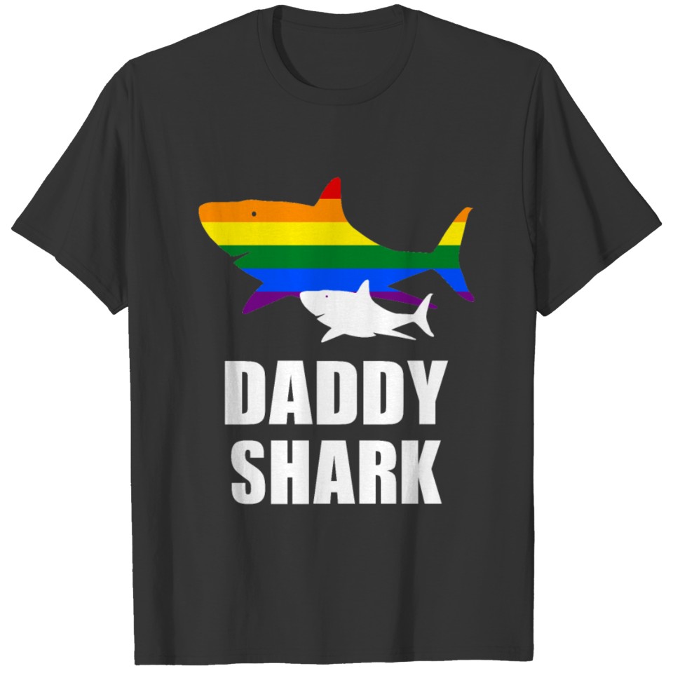 Shark Gay Dad with Child T Shirts