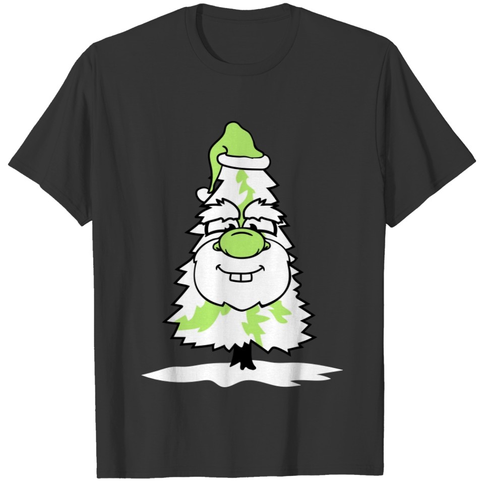 face funny white green christmas tree christmas ni T-shirt