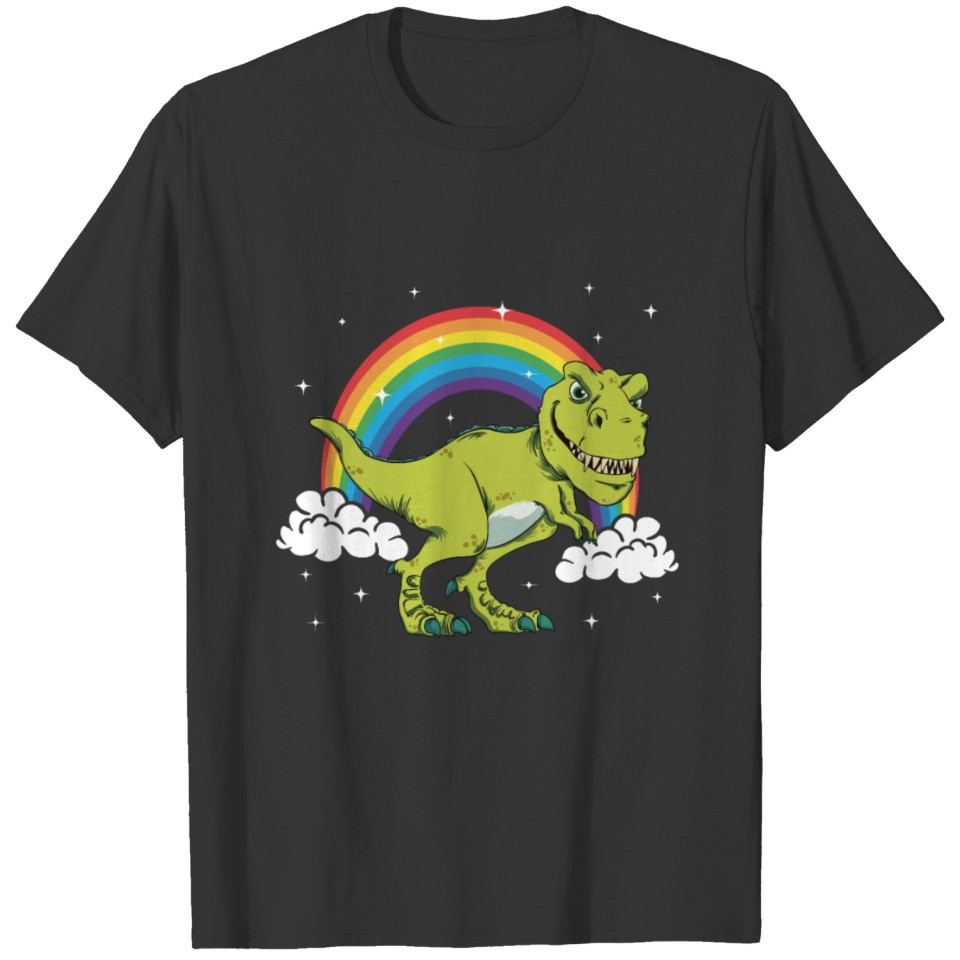 T-Rex Tyrannosaurus Rex Dinosaure Rainbow Clouds T Shirts