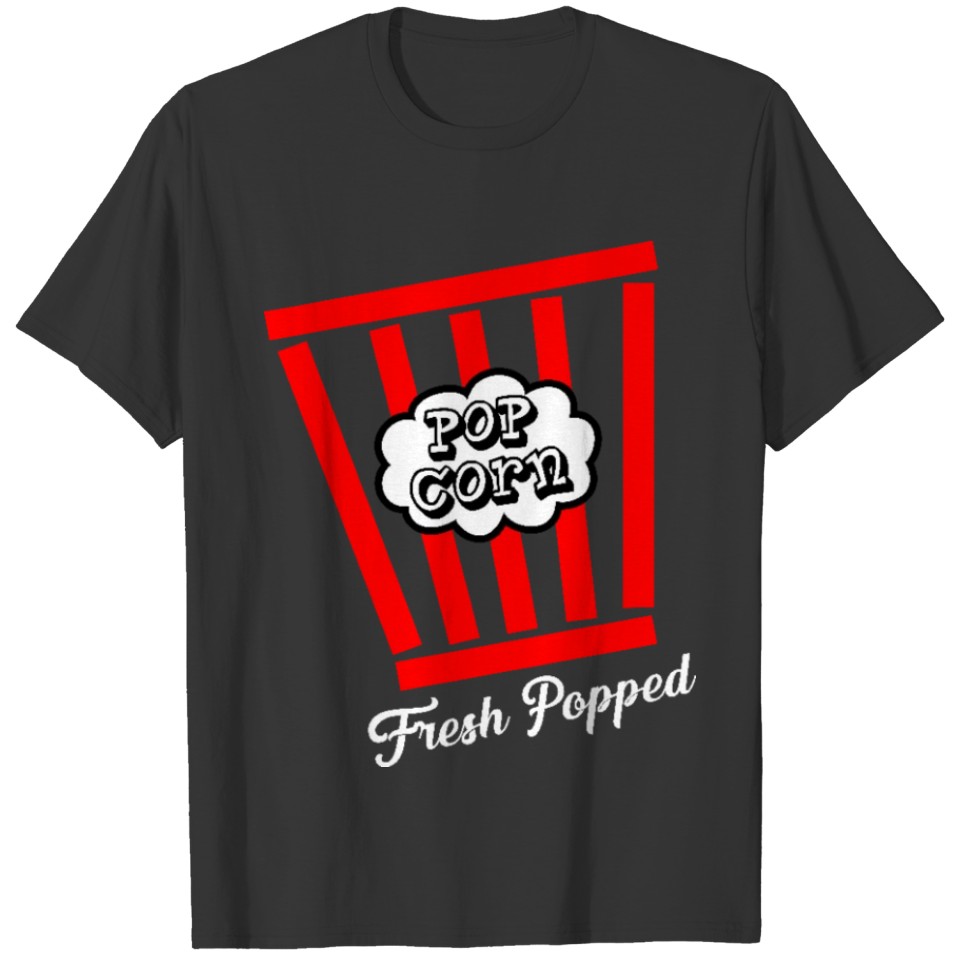 Popcorn Fresh Popped Retro Movie Themed Design T-shirt