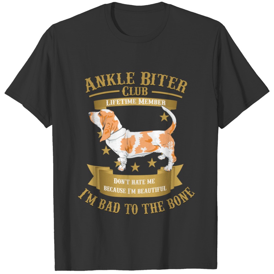 Basset Hound Dogs Bad to the Bone T Shirts