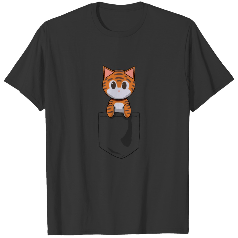 Pocket Cat Tabby Orange T Shirts