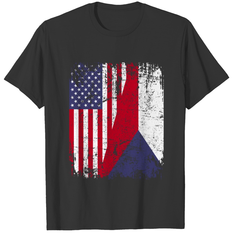 CZECH ROOTS | American Flag | CZECH REPUBLIC T-shirt