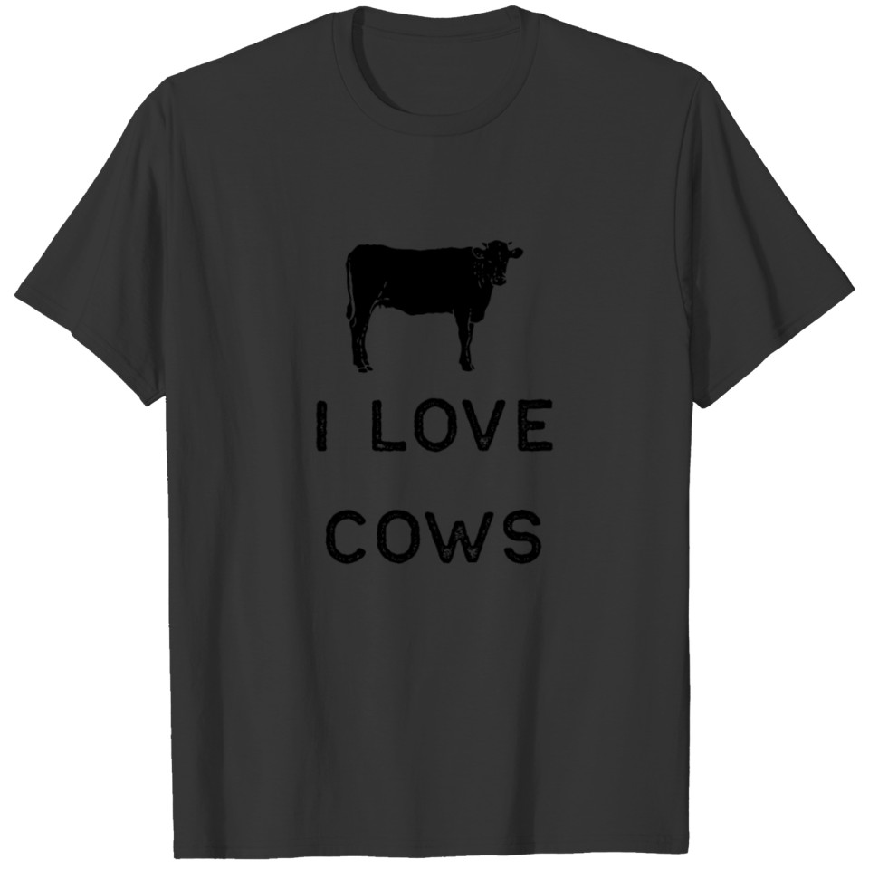 Farming Shirt I Love Cows Black Cute Gift Farm Country USA T-shirt