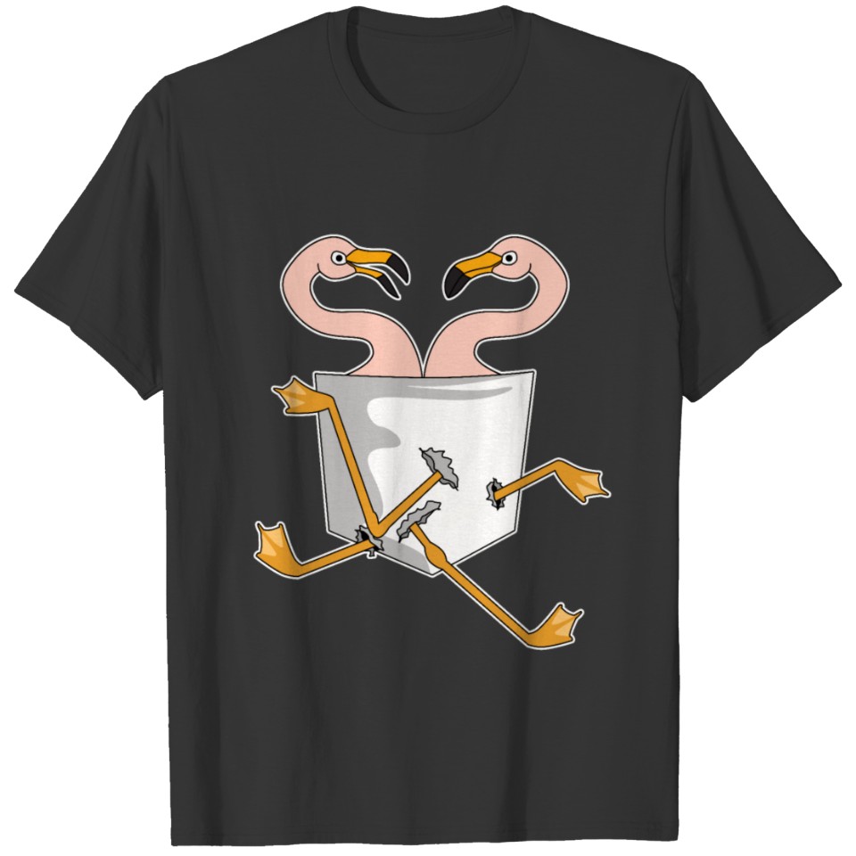 flamingo pocket bird cool animal gift idea T-shirt