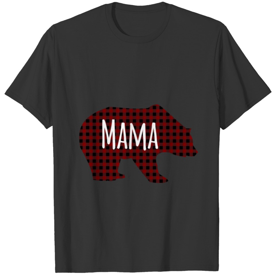 Red Plaid Mama Bear Buffalo Matching Family Pajama T Shirts