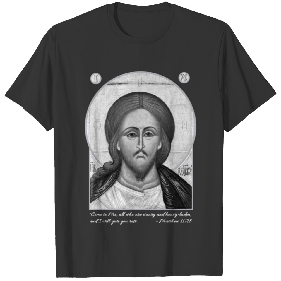 Jesus Christ Icon Scripture white text T Shirts