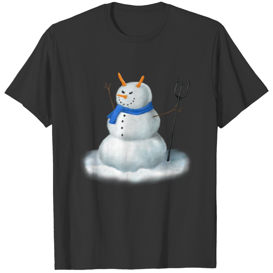 Devil Snowman Winter Scarf Horns T-shirt