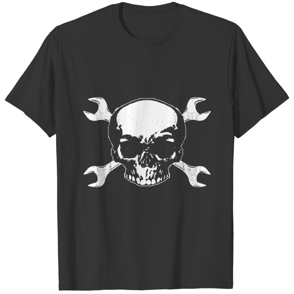 Skull Crossed Wrenches Racing Cars Mechanic Men s T Shirts