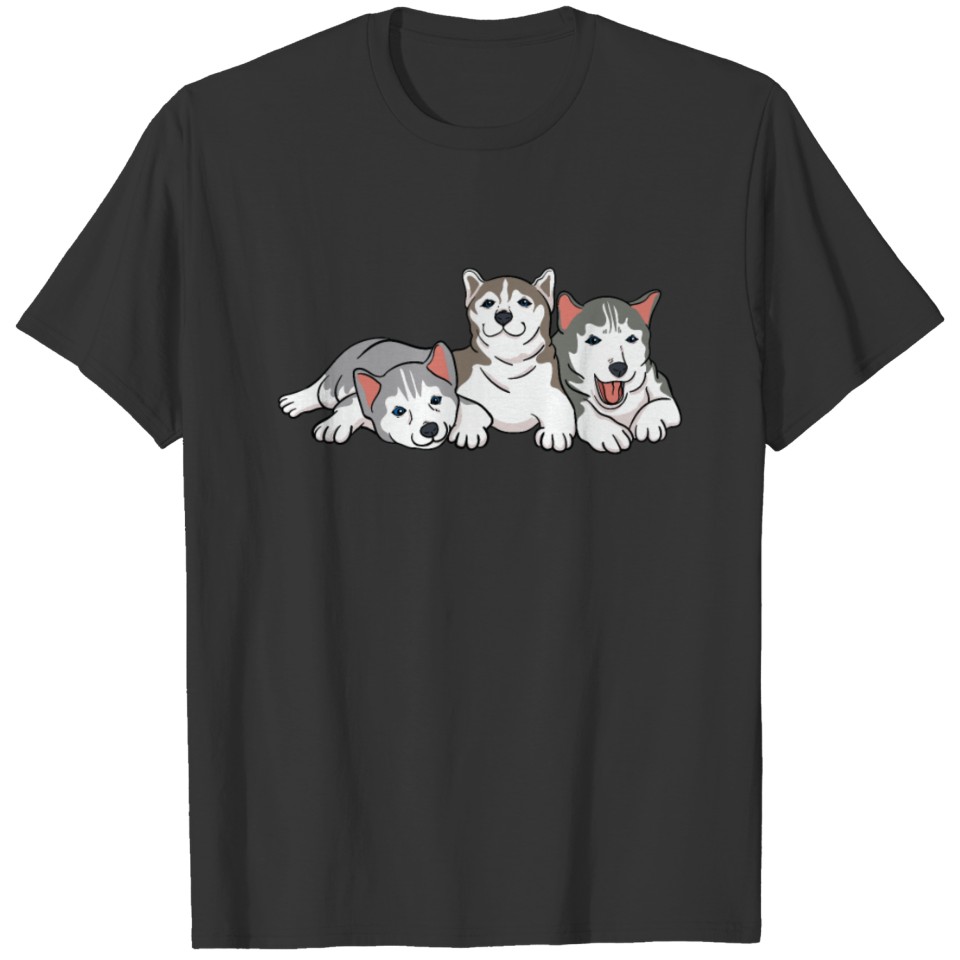 Three Husky Dog Cute Funny Gift & Present T Shirts