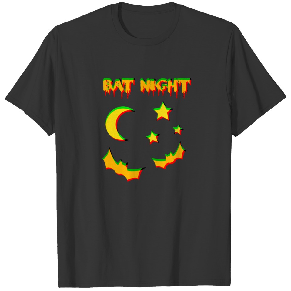 Halloween Bat Night yellow green T Shirts