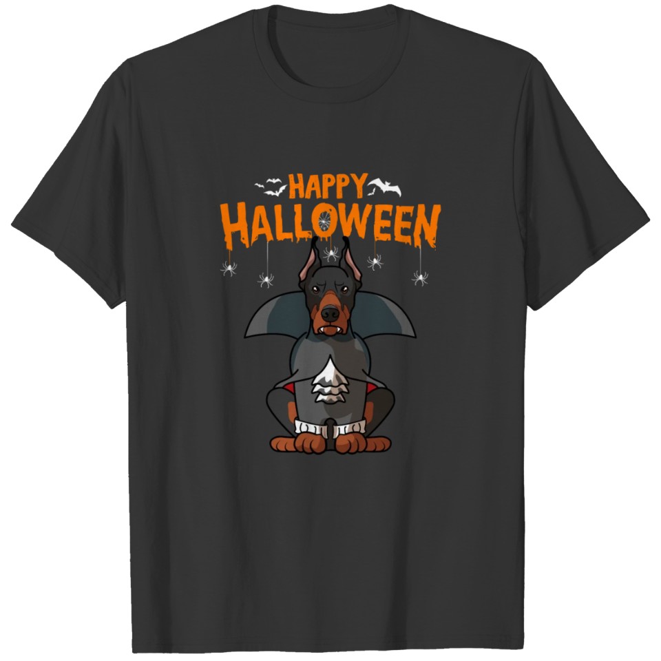 Happy Halloween Doberman Pinscher Dracula Vampire T Shirts