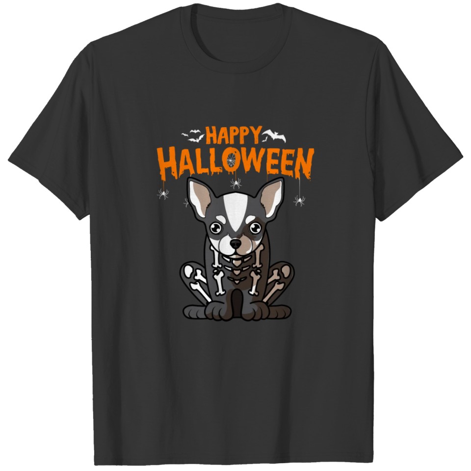 Happy Halloween Chihuahua Skeleton Dog Costume T-S T Shirts