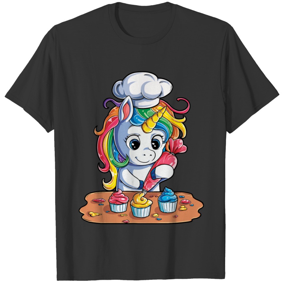 Unicorn Baking Cupcake T Shirts Kids Girls Boys Rainbow Squad Cute Gifts Party Men Women