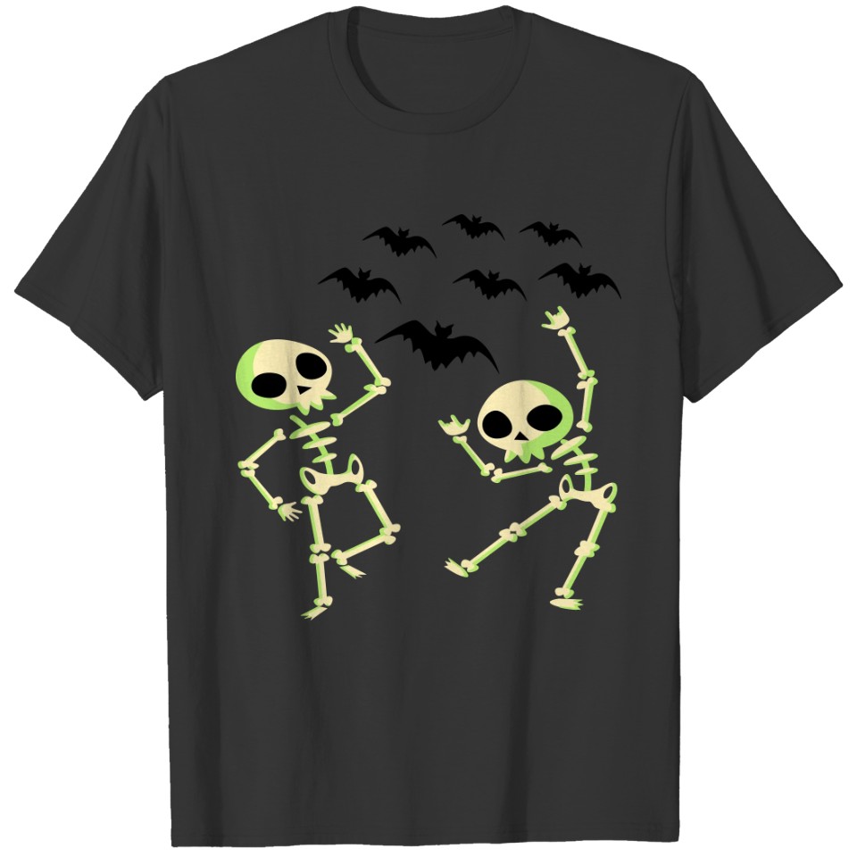 Skeleton Halloween bat horror scary dance T-shirt