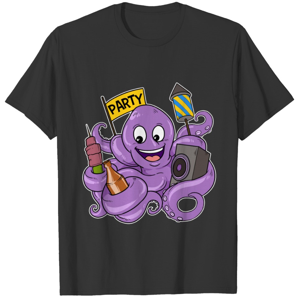 Funny Party Monster Sea Octopus Celebration Gift T-shirt