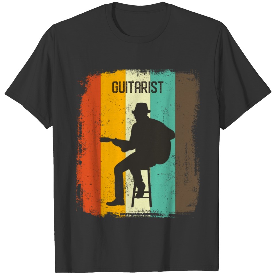 Guitarist Retro 70s Vintage Acoustic Guitar Gift T-shirt