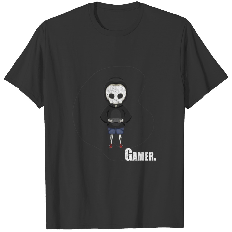 Gamer Skeleton Cartoon Gaming Gamepad Console T-shirt