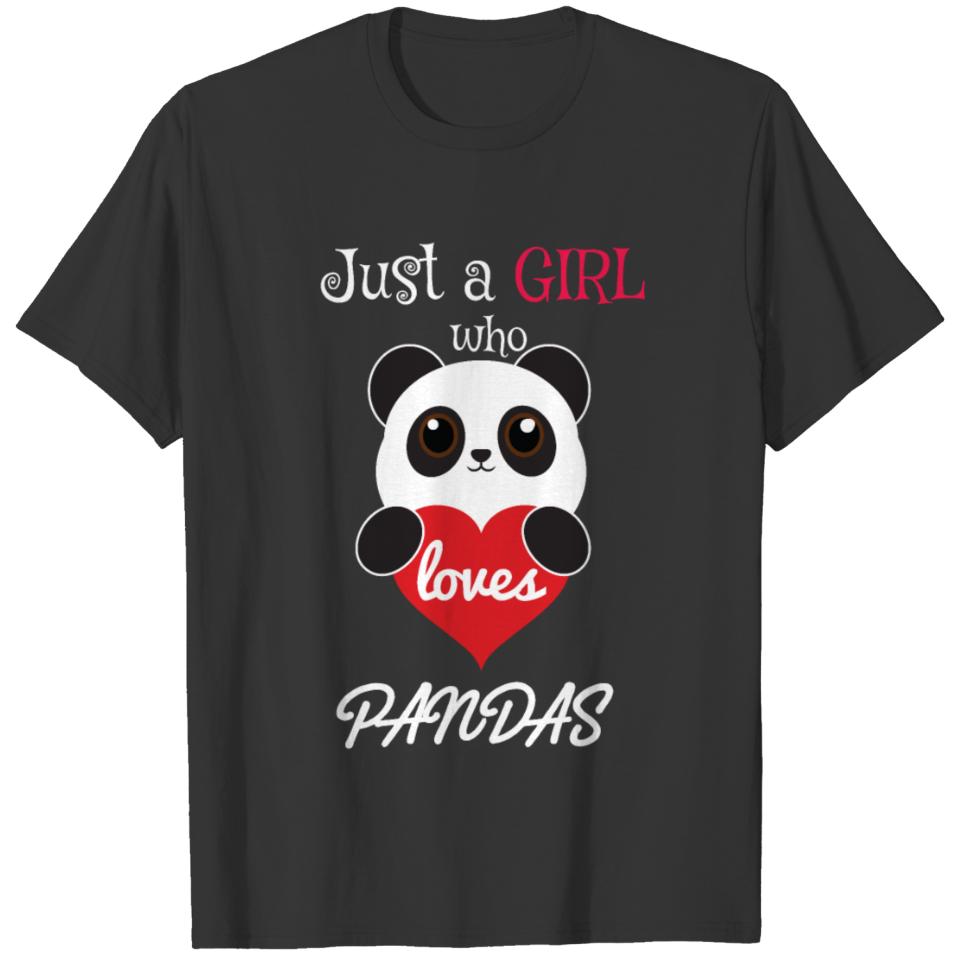 Just A Girl Who Loves Pandas Heart Panda Bear T-shirt