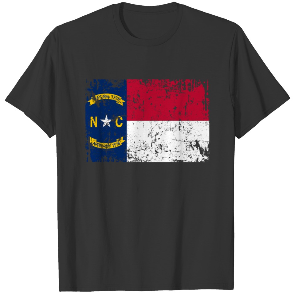 North Carolina Flag Vintage Retro Distressed T Shirts