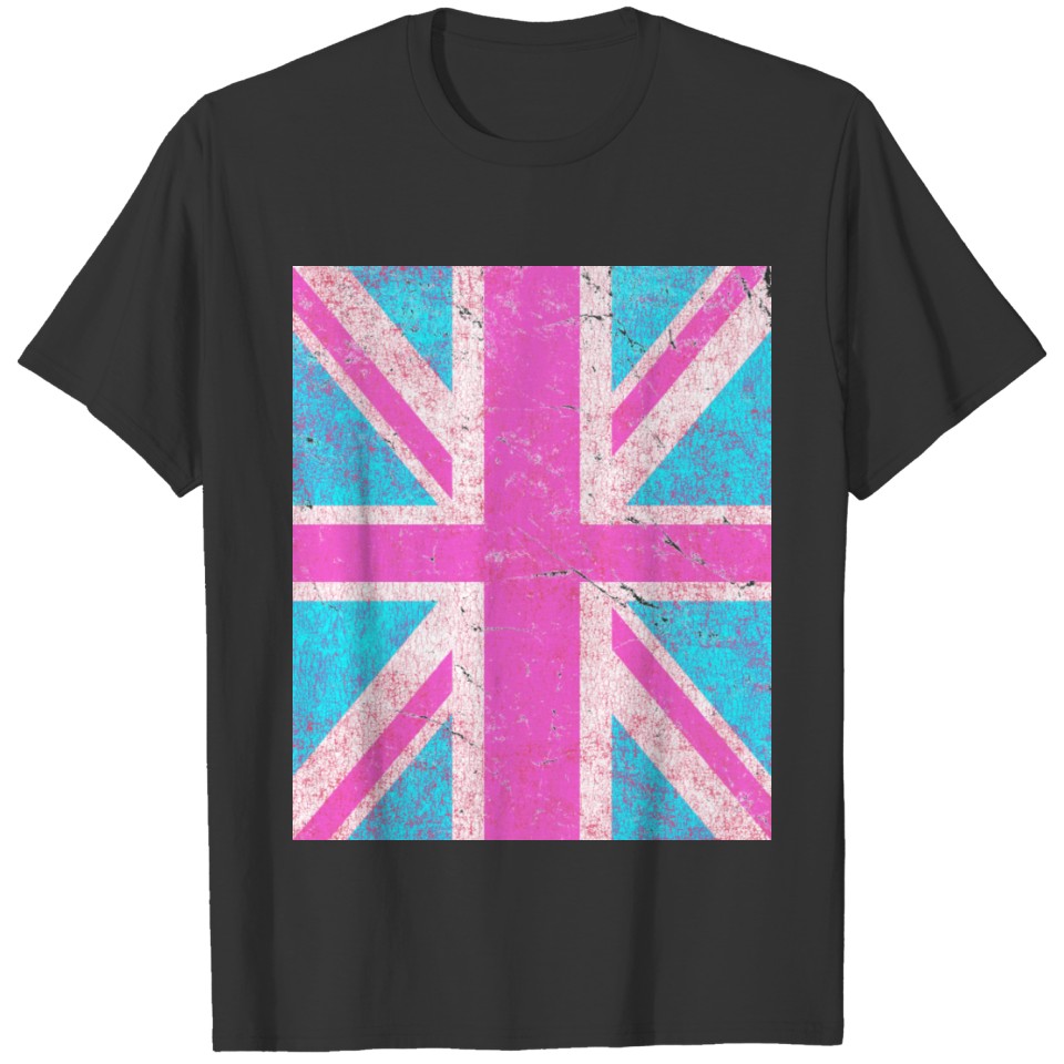 Pink Vintage Union Jack Flag T Shirts