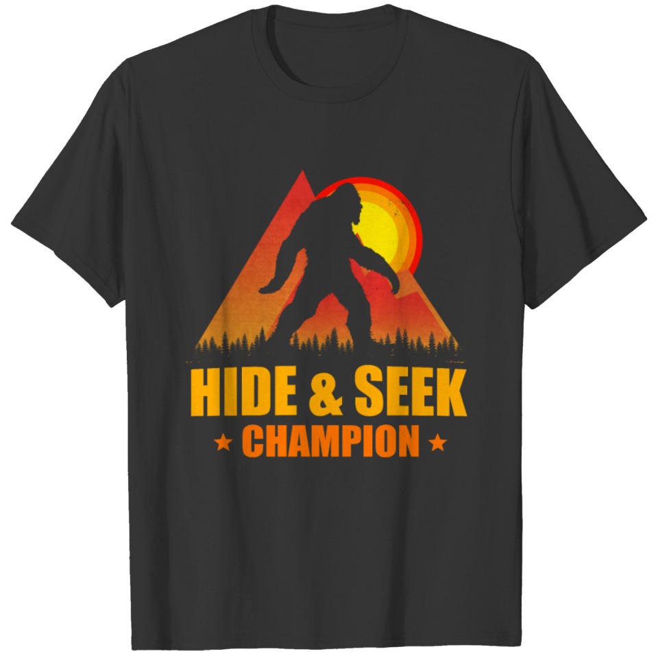 Retro Vintage Bigfoot Sun T Shirts Hide Seek Champi