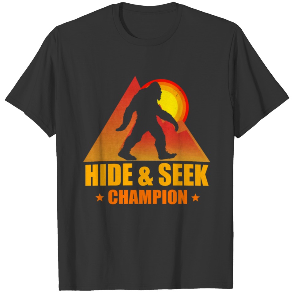 Retro Vintage Bigfoot Sun T Shirts Hide Seek Cham