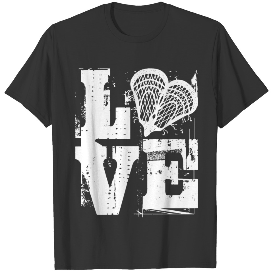 Distressed Lacrosse Love - White T-shirt