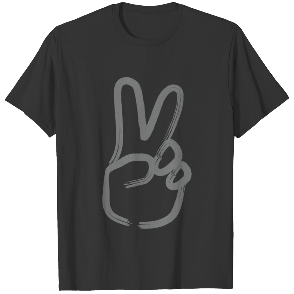 Hand Peace Sign - Grey 60s 70s Hippie Retro T Shirts