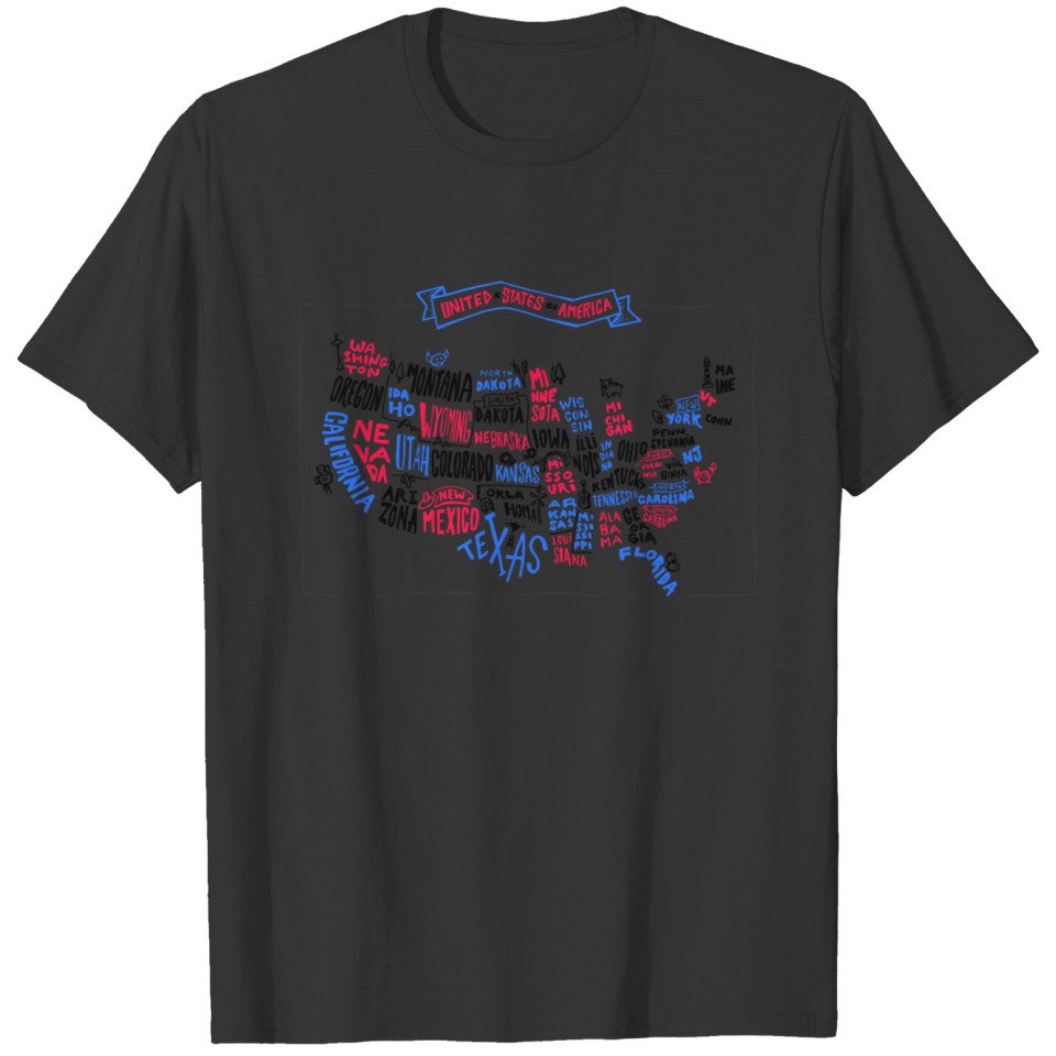 USA map (black) T-shirt