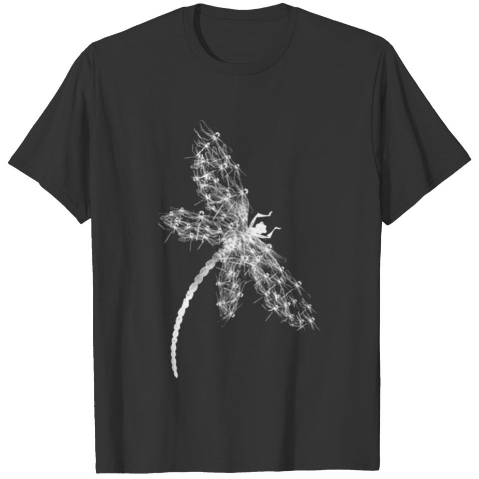 dragonfly light butterfly animals black and white T Shirts