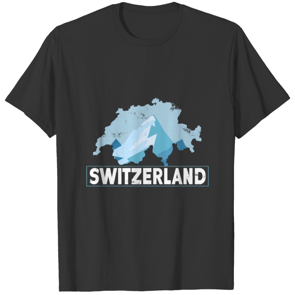 Switzerland gift banner map mountains T-shirt