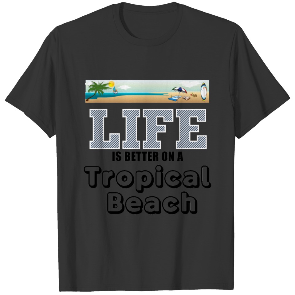 Black Tropical Beach T Shirts