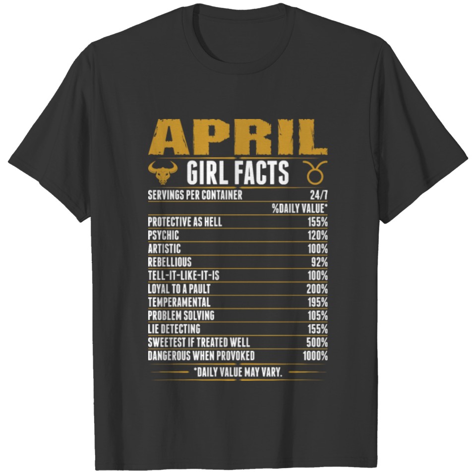 April Taurus Girl Facts T Shirts