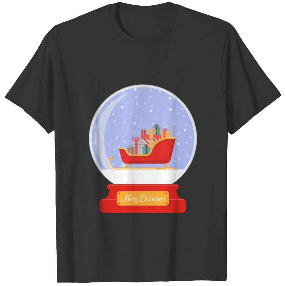 Merry Christmas Snow Globe Sleigh With Presents T-shirt