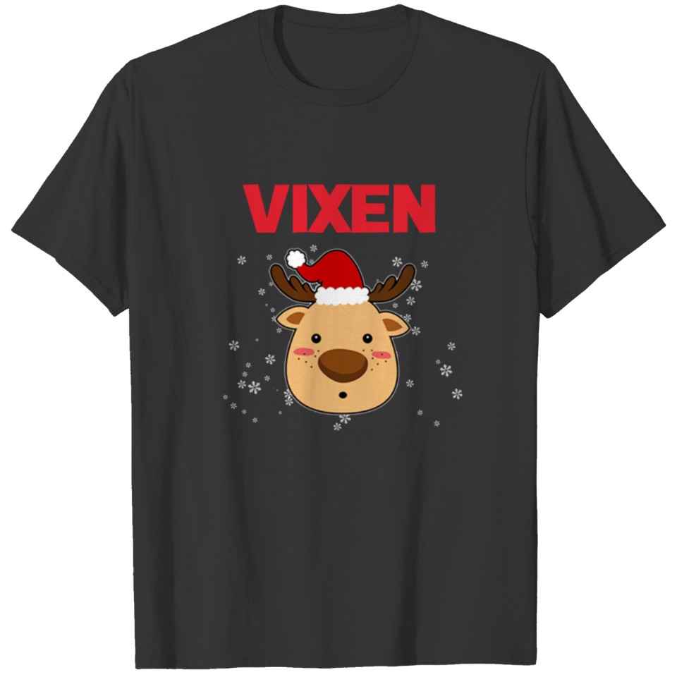 Santa Reindeer Vixen T shirt Matching Christmas T-shirt