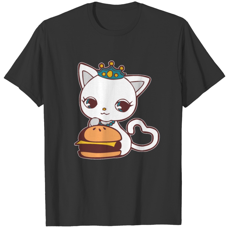 Essende Katze Geschenk Burger Kater Cat Meow Katze T-shirt