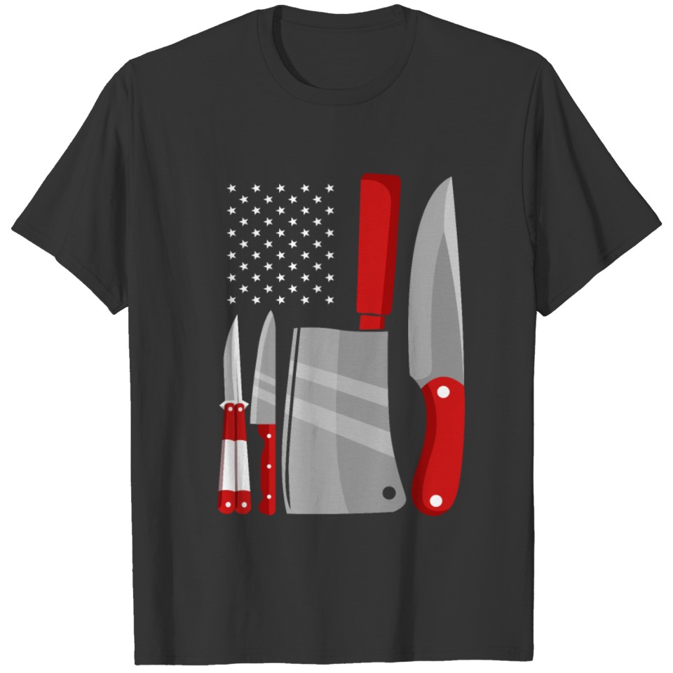 Knife flag usa america usa idea T-shirt