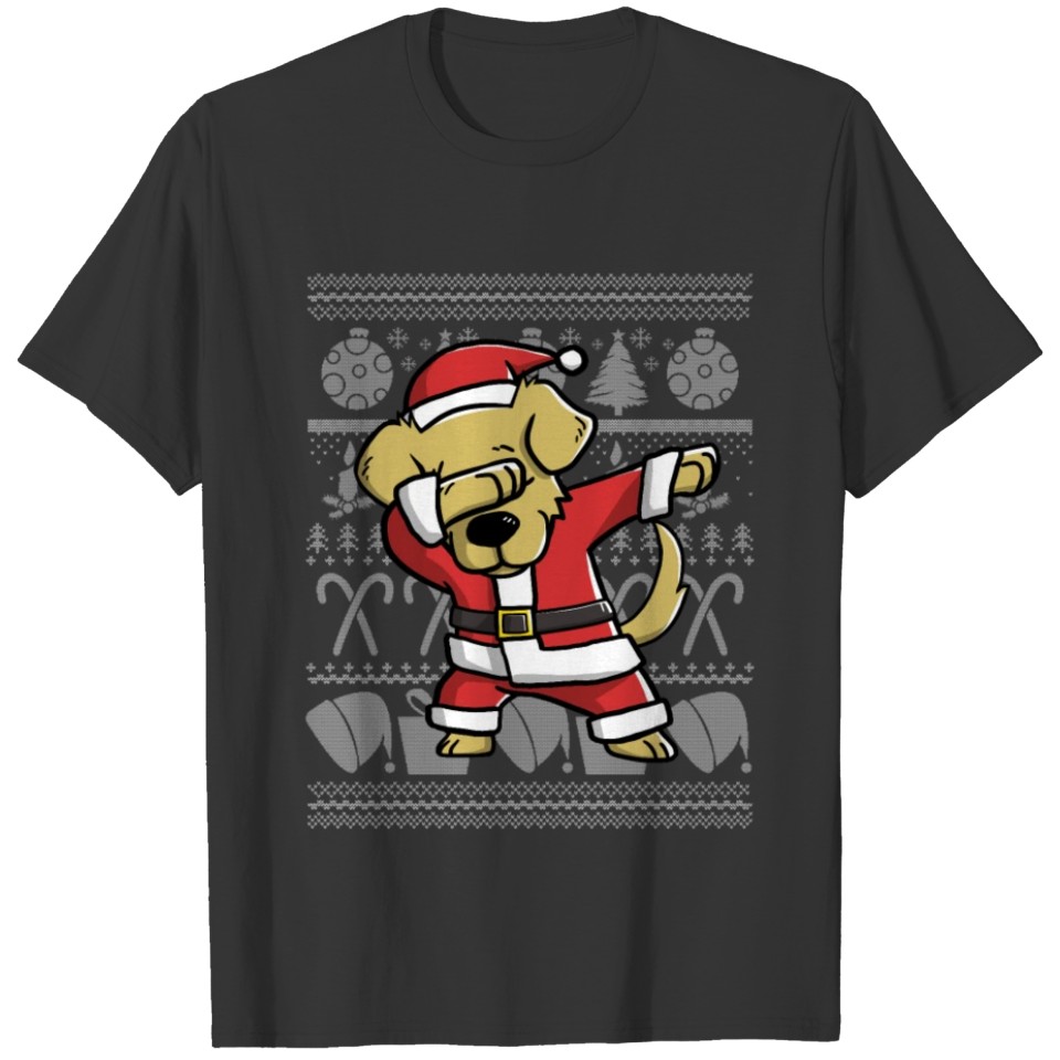Golden Retriever Dabbing Ugly Christmas T-shirt