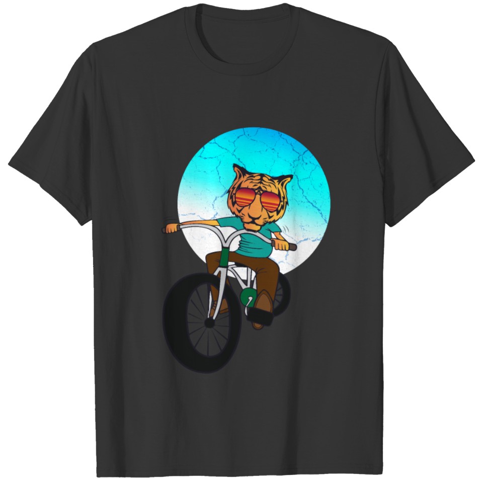 Tiger on Bike Bicycle T-shirt