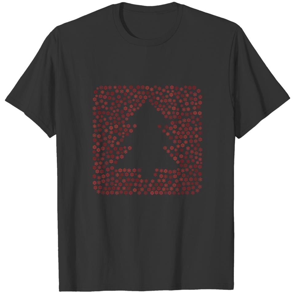 Snow Wordcloud of a pine tree box mdf form (red) T-shirt