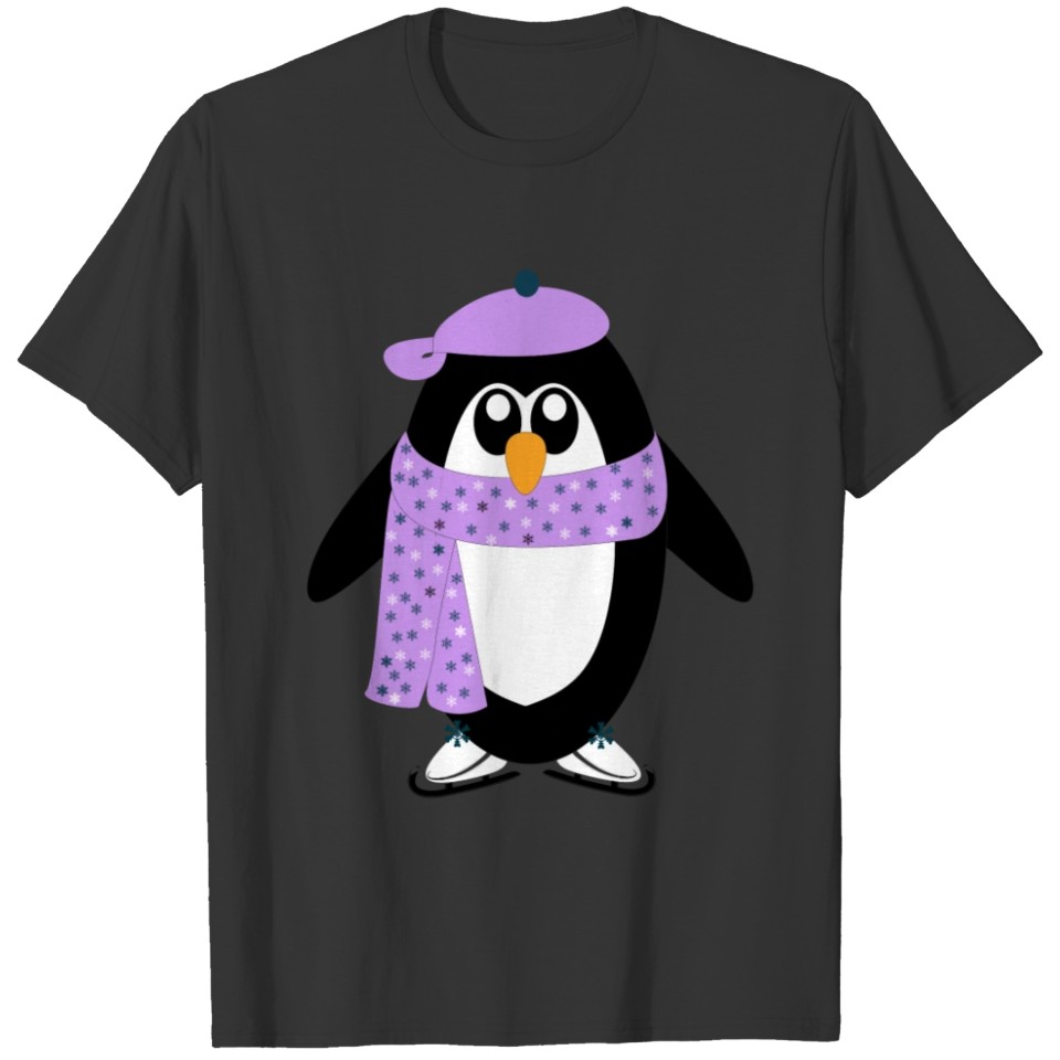 Stylish Skating Penguin (purple) T-shirt