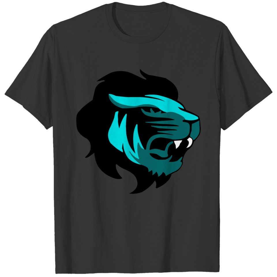 Lion-Design in Black-Turquoise T Shirts