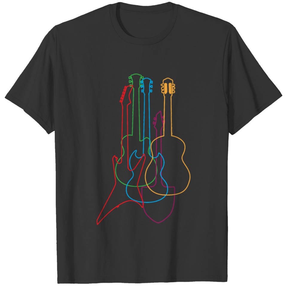 Colored Guitars Electric Acoustic Classical Gift T-shirt