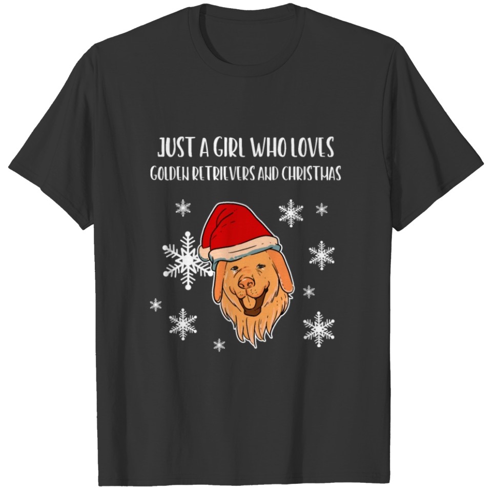 Golden Retirever dog Christmas Santa Girl GIft T-shirt